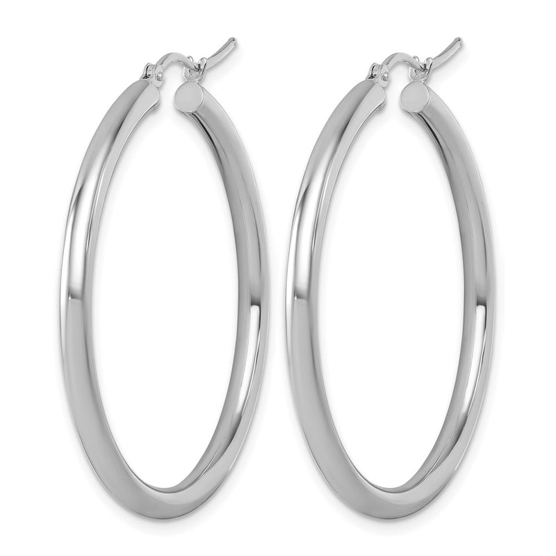 14K White Gold Polished 3mm Hoop Earrings