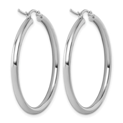 14K White Gold Polished 3mm Hoop Earrings