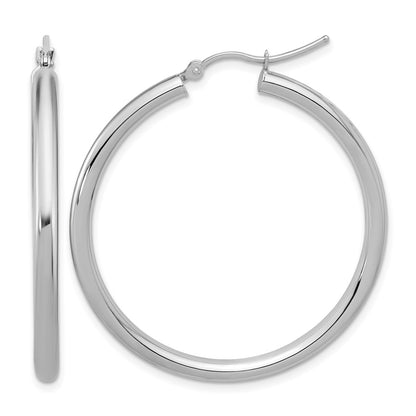 14K White Gold Polished 3mm Hoop Earrings