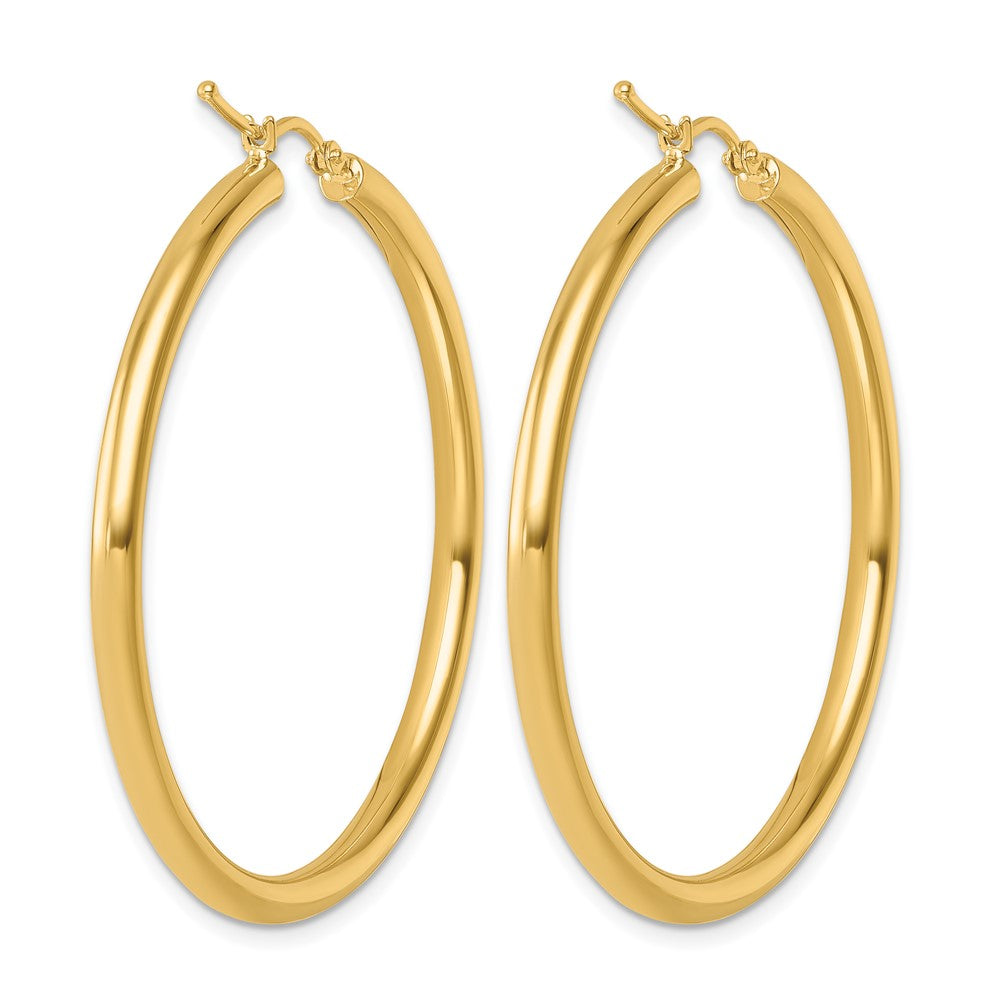14K Yellow Gold Polished 3mm Hoop Earrings