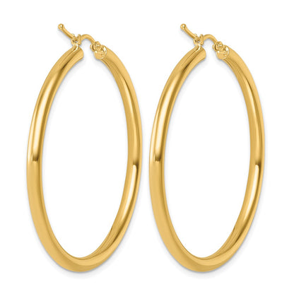 14K Yellow Gold Polished 3mm Hoop Earrings