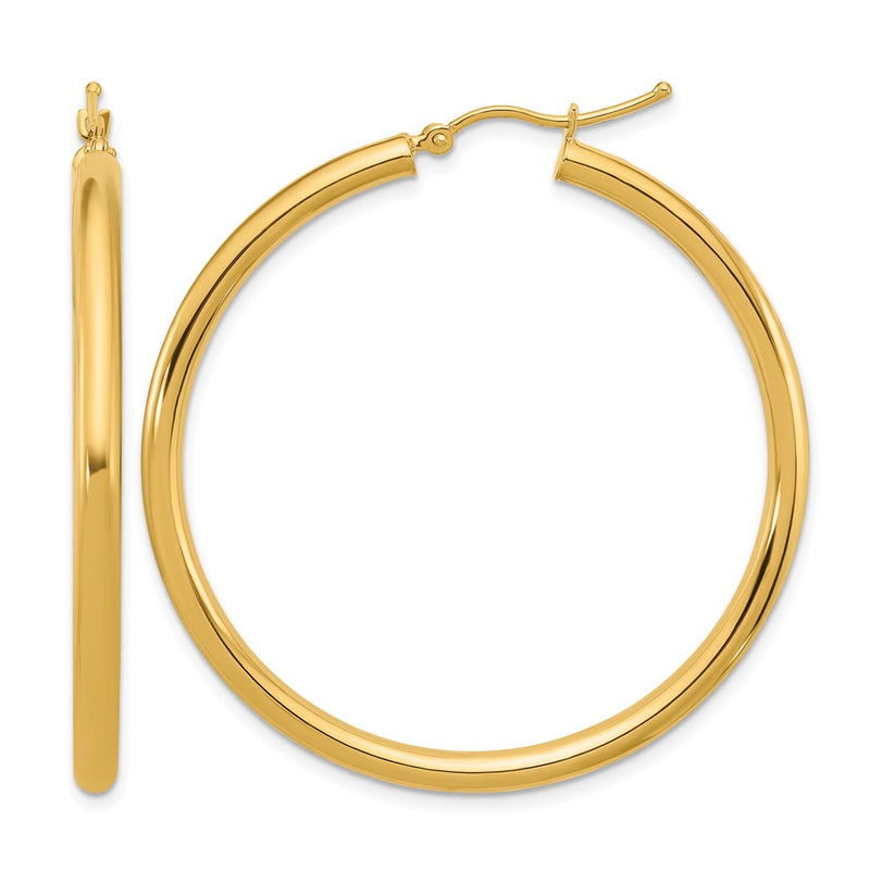14K Yellow Gold Polished 3mm Hoop Earrings