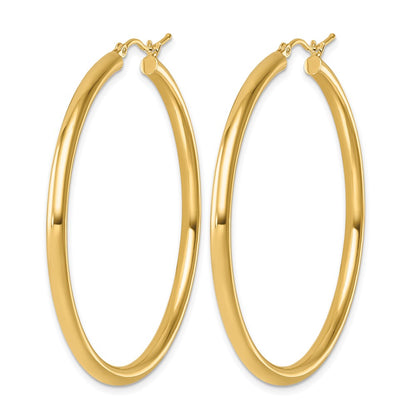14K Yellow Gold Polished 3mm Hoop Earrings
