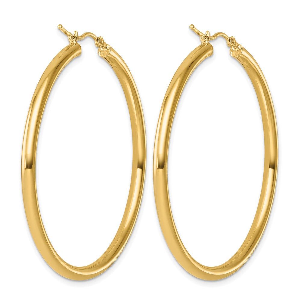 14K Yellow Gold Polished 3mm Hoop Earrings