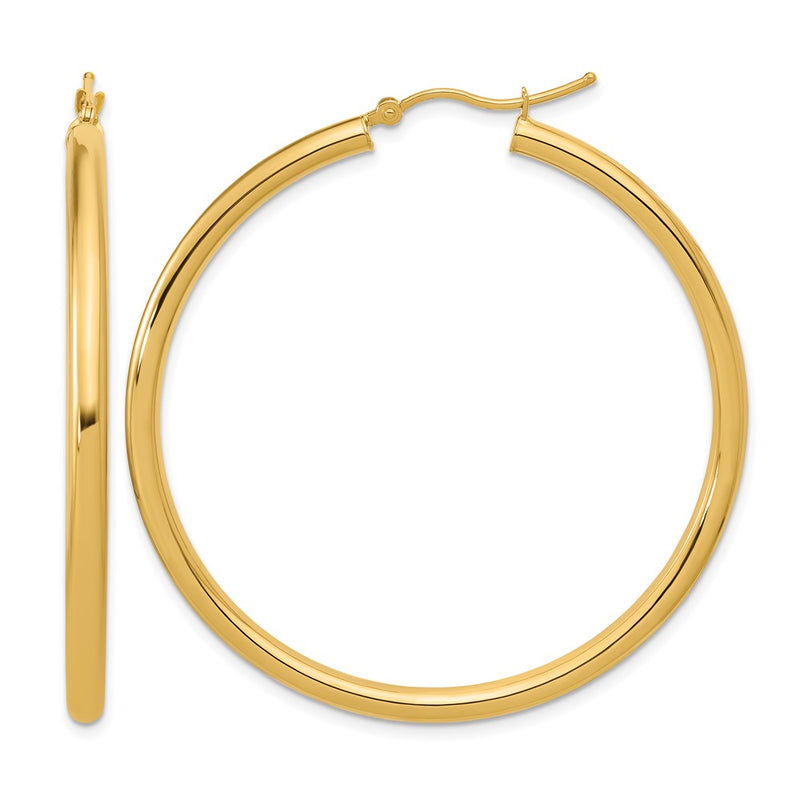 14K Yellow Gold Polished 3mm Hoop Earrings