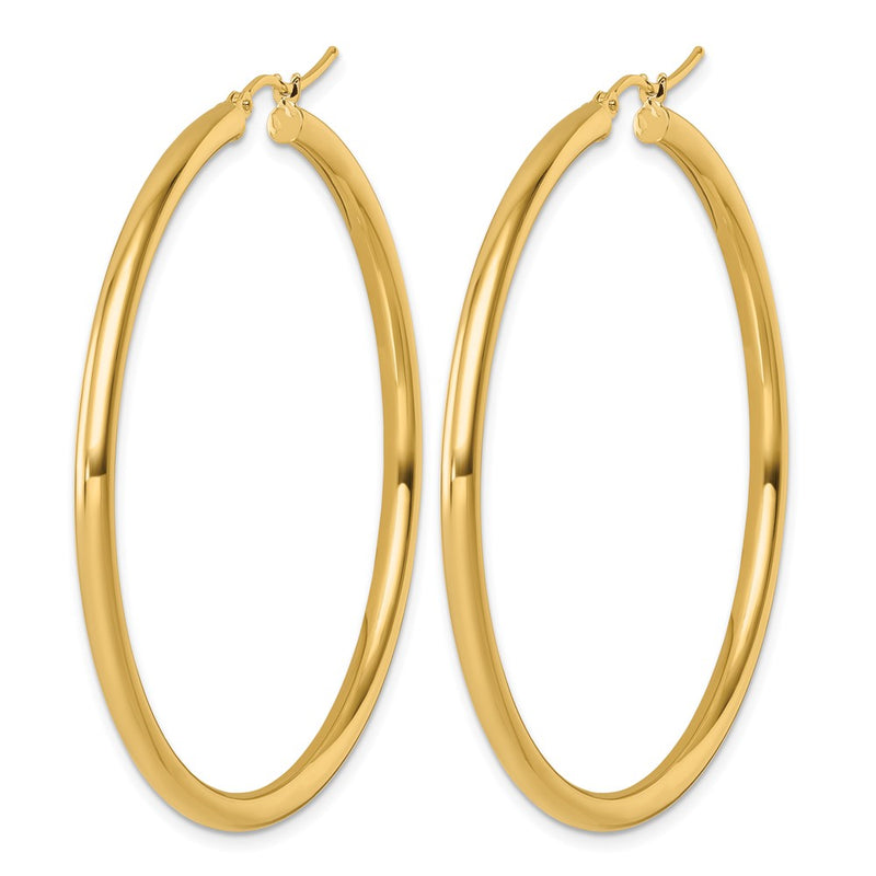14K Yellow Gold Polished 3mm Hoop Earrings