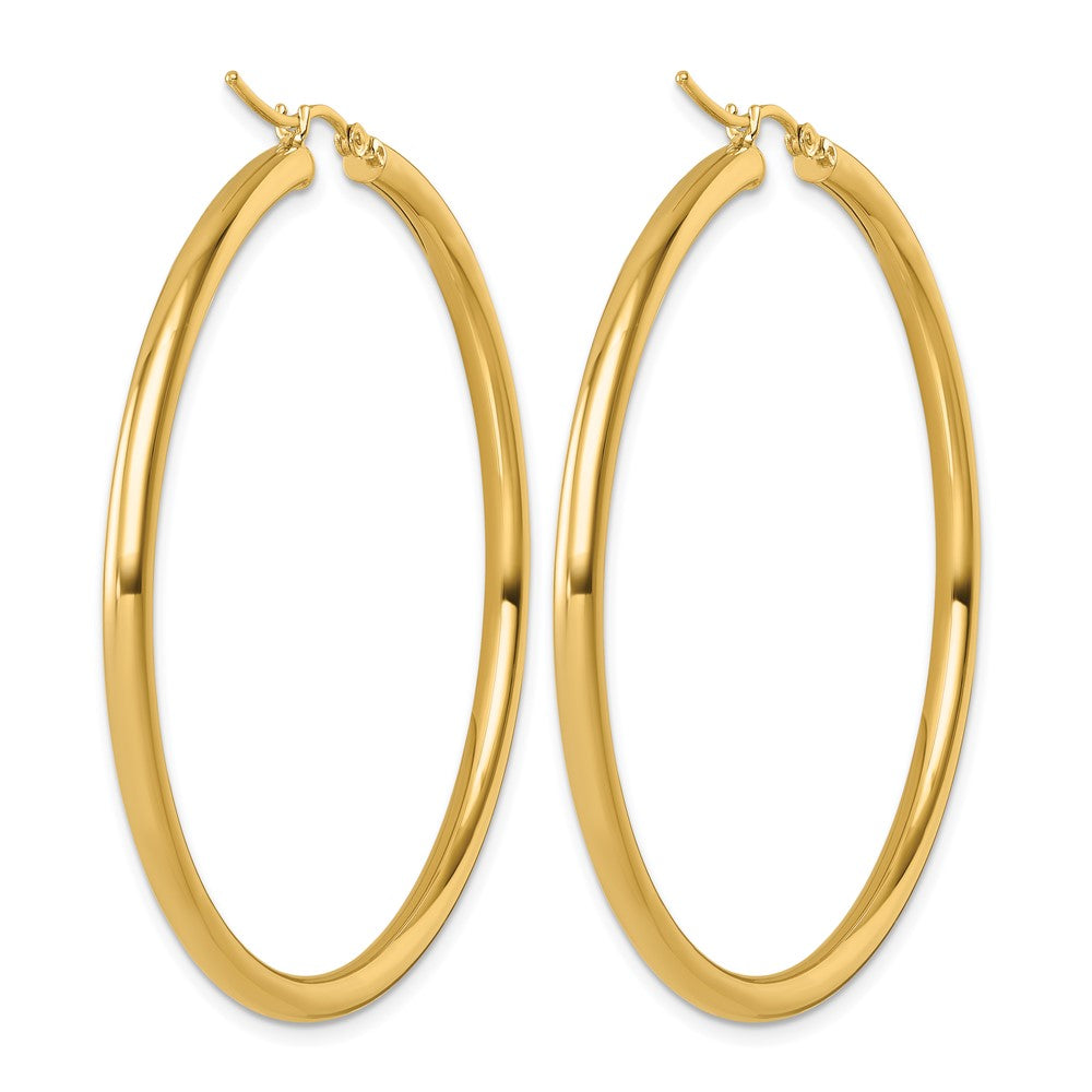 14K Yellow Gold Polished 3mm Hoop Earrings