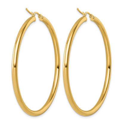 14K Yellow Gold Polished 3mm Hoop Earrings