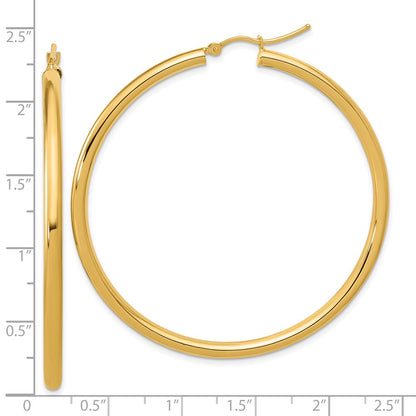 14K Yellow Gold Polished 3mm Hoop Earrings