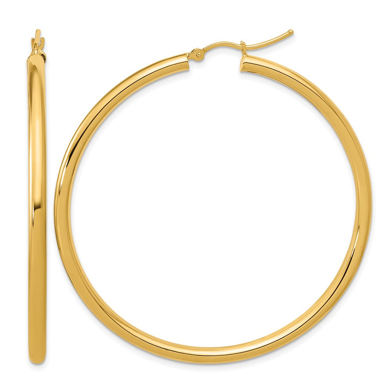 14K Yellow Gold Polished 3mm Hoop Earrings