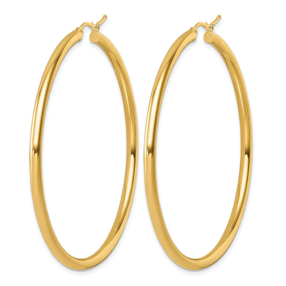 14K Yellow Gold Polished 3mm Hoop Earrings