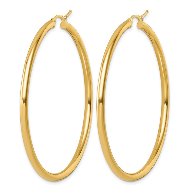 14K Yellow Gold Polished 3mm Hoop Earrings