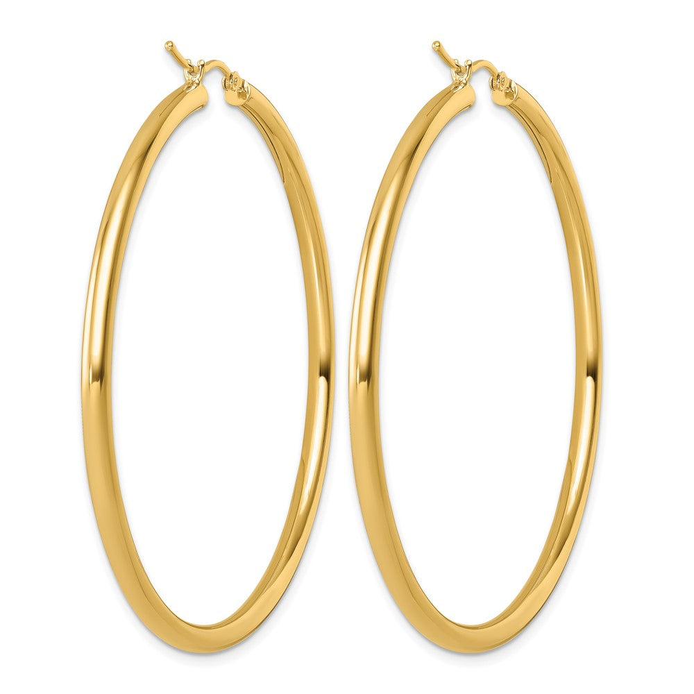 14K Yellow Gold Polished 3mm Hoop Earrings