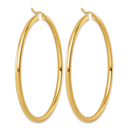 14K Yellow Gold Polished 3mm Hoop Earrings