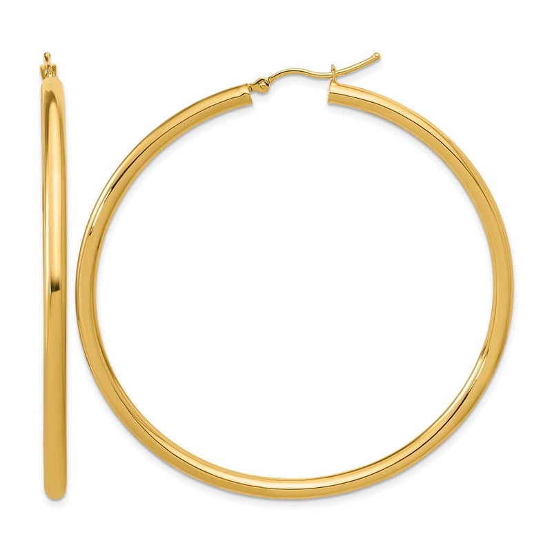 14K Yellow Gold Polished 3mm Hoop Earrings