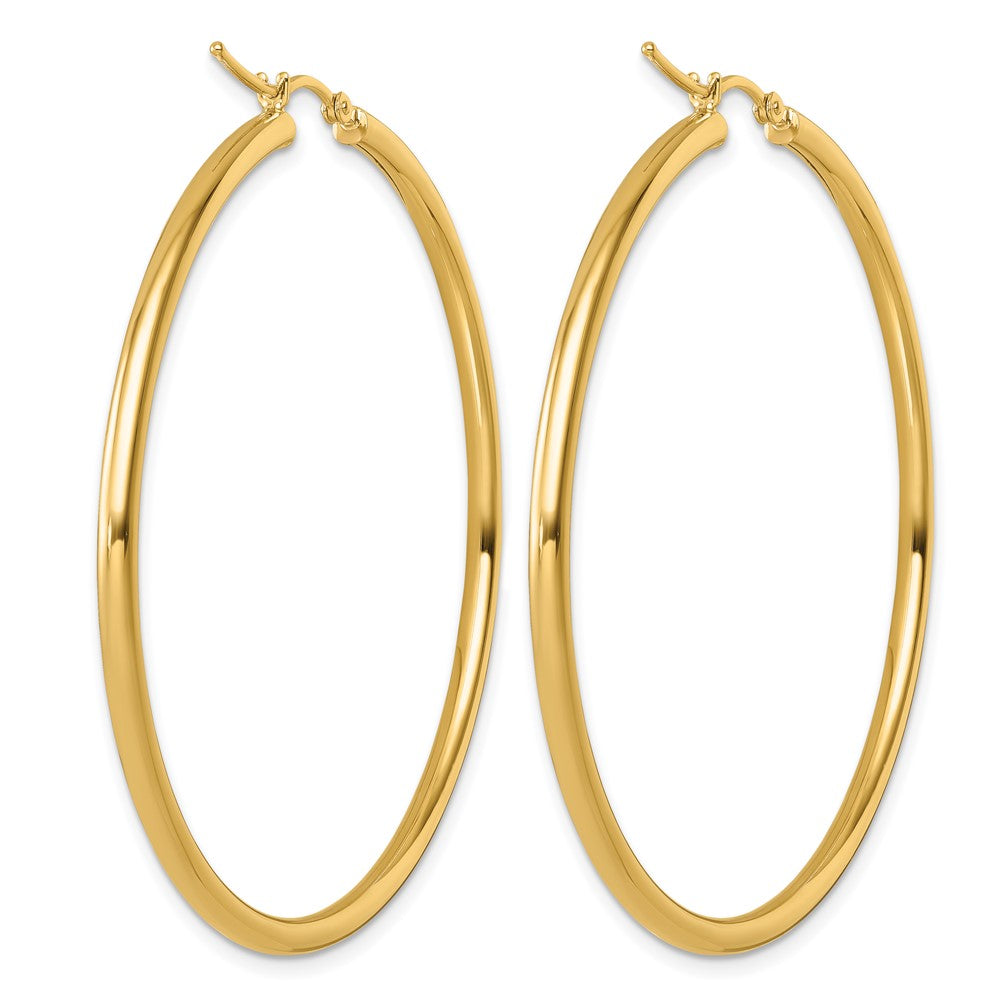 14K Yellow Gold Polished 2.5mm Hoop Earrings