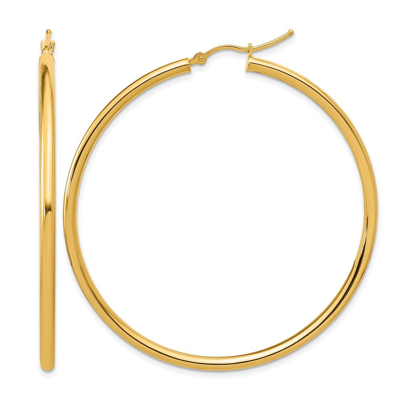 14K Yellow Gold Polished 2.5mm Hoop Earrings