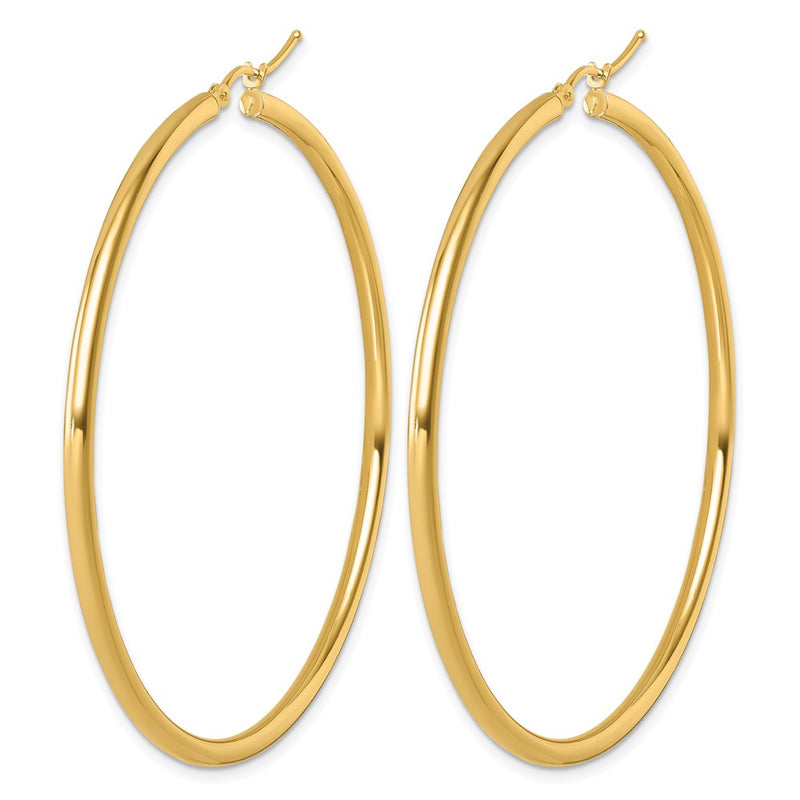 14K Yellow Gold Polished 2.5mm Hoop Earrings