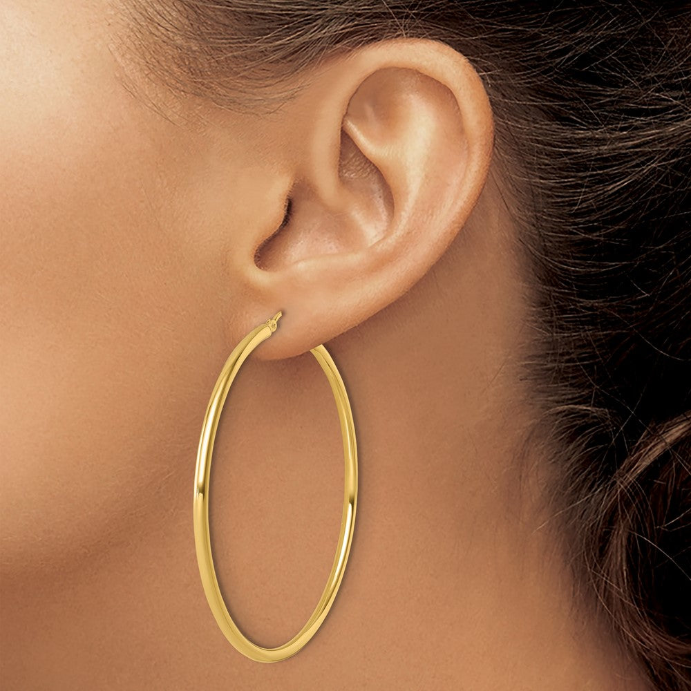 14K Yellow Gold Polished 2.5mm Hoop Earrings