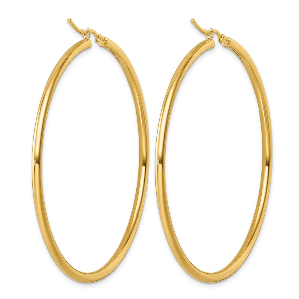 14K Yellow Gold Polished 2.5mm Hoop Earrings