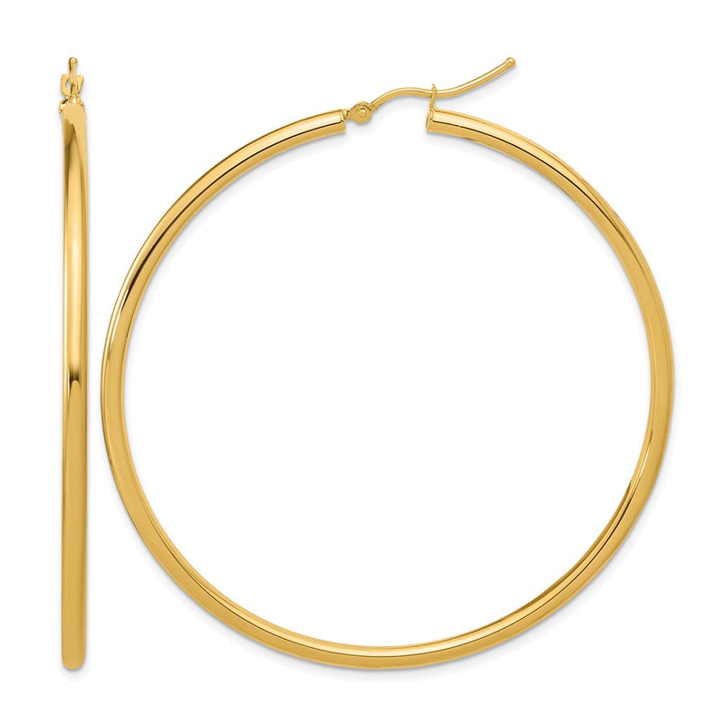 14K Yellow Gold Polished 2.5mm Hoop Earrings