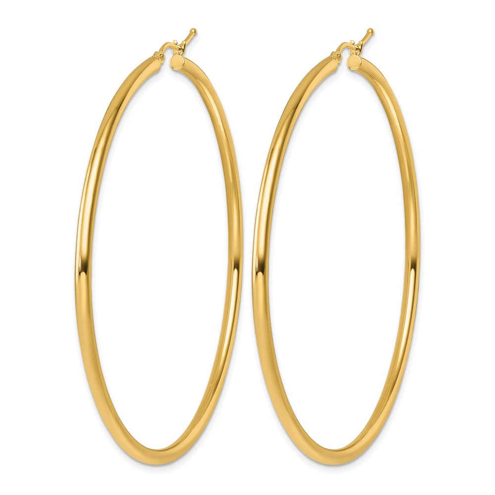14K Yellow Gold Polished 2.5mm Hoop Earrings