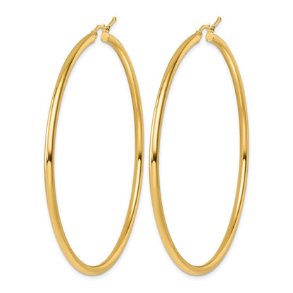 14K Yellow Gold Polished 2.5mm Hoop Earrings