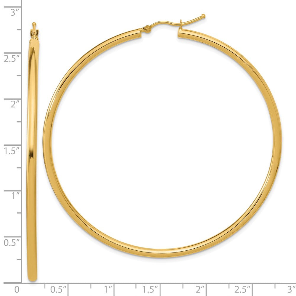 14K Yellow Gold Polished 2.5mm Hoop Earrings