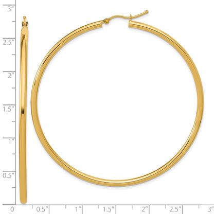 14K Yellow Gold Polished 2.5mm Hoop Earrings