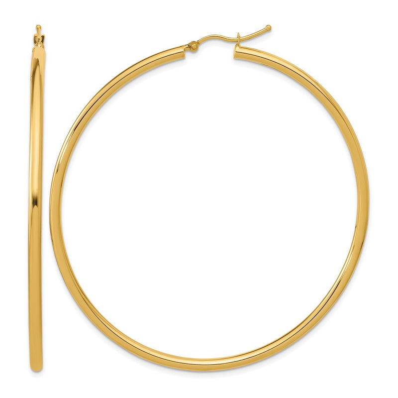 14K Yellow Gold Polished 2.5mm Hoop Earrings