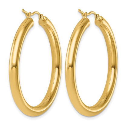 14K Yellow Gold Polished 4mm Hoop Earrings