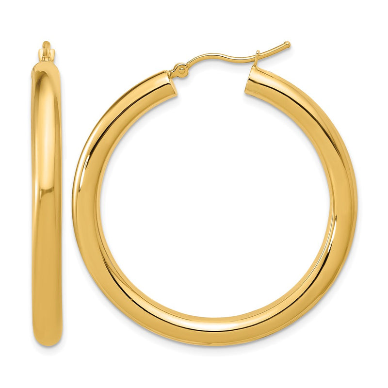 14K Yellow Gold Polished 4mm Hoop Earrings