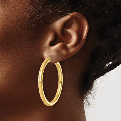 14K Yellow Gold Polished 4mm Hoop Earrings