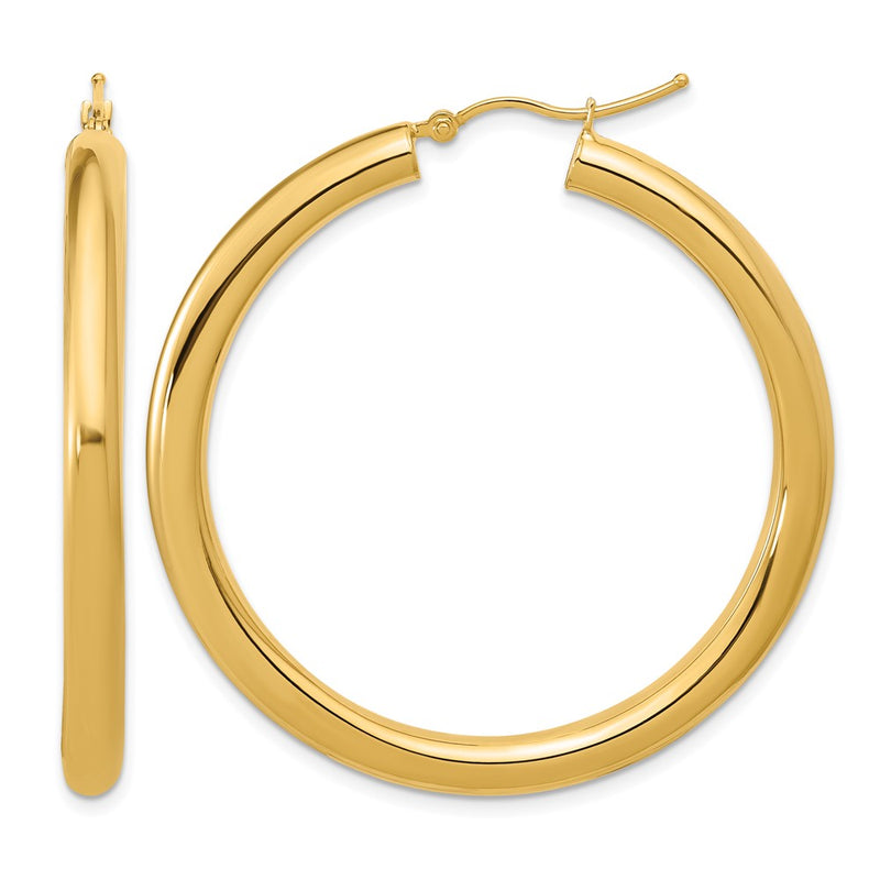 14K Yellow Gold Polished 4mm Hoop Earrings
