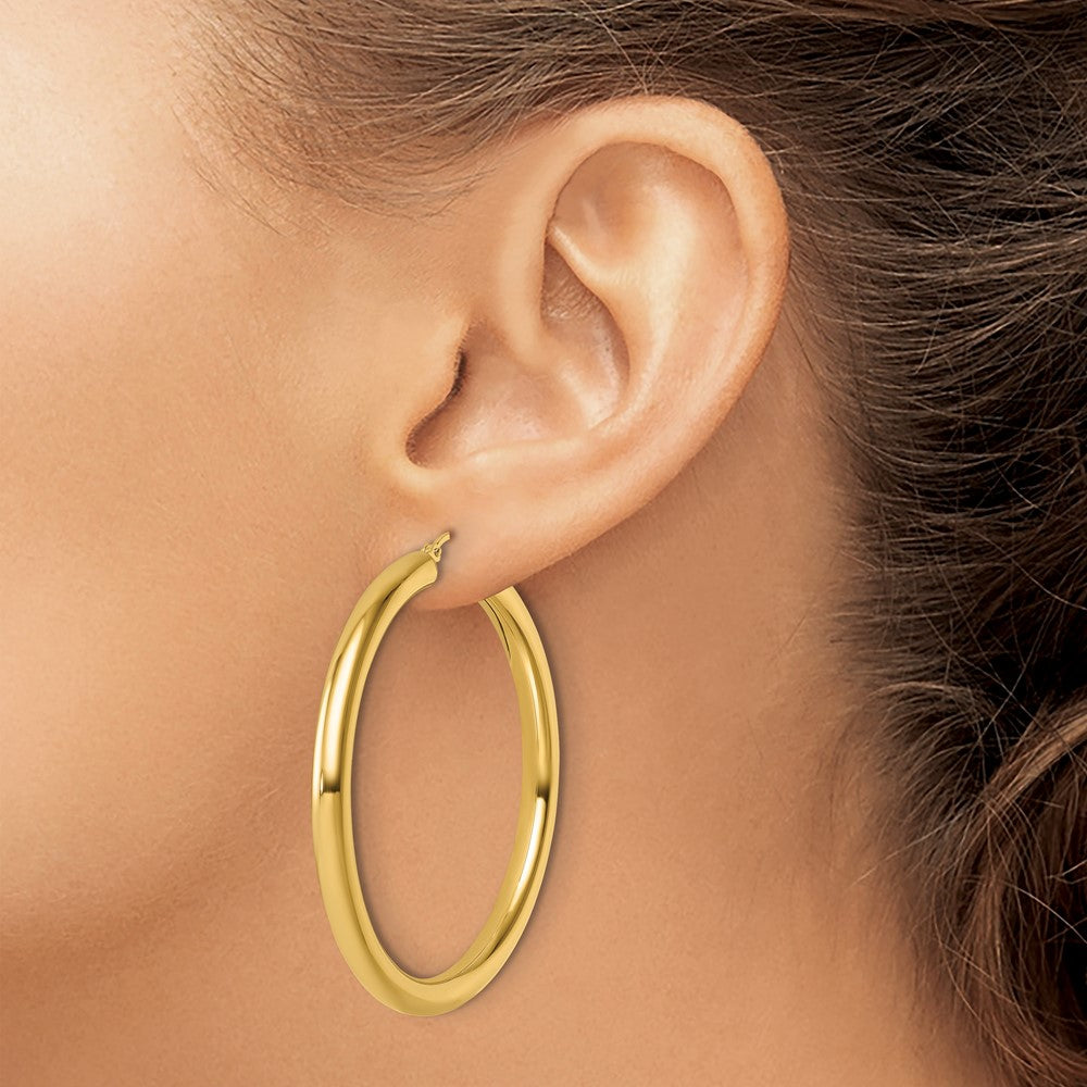 14K Yellow Gold Polished 4mm Hoop Earrings