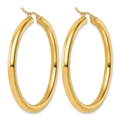 14K Yellow Gold Polished 4mm Hoop Earrings