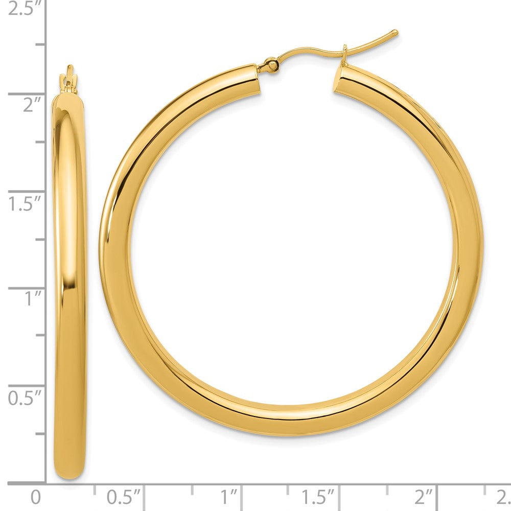 14K Yellow Gold Polished 4mm Hoop Earrings