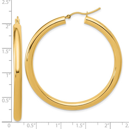14K Yellow Gold Polished 4mm Hoop Earrings