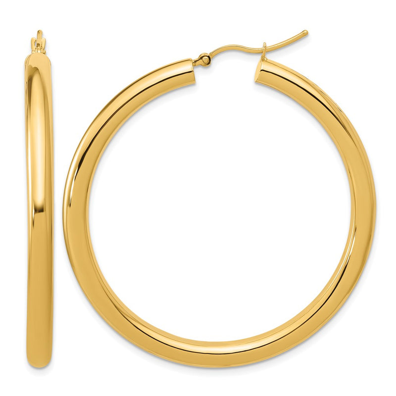 14K Yellow Gold Polished 4mm Hoop Earrings