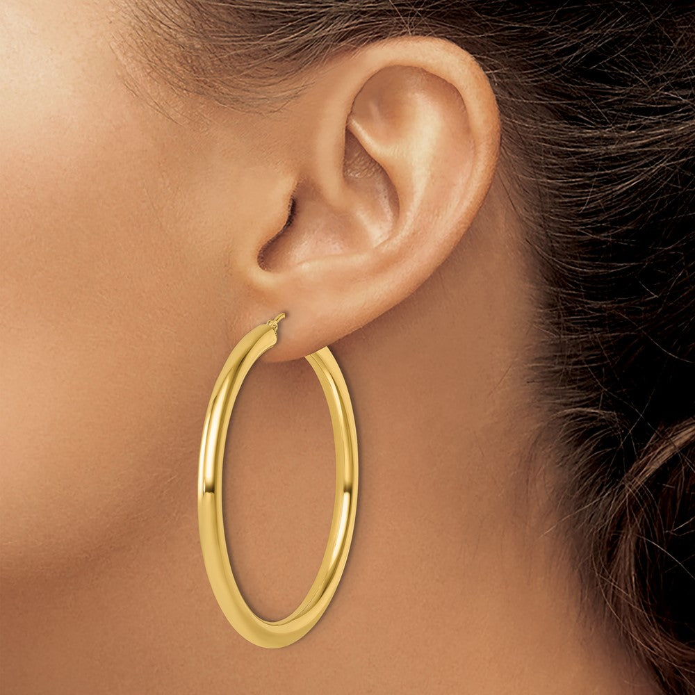 14K Yellow Gold Polished 4mm Hoop Earrings