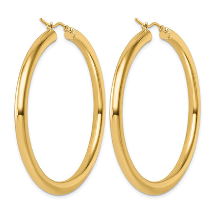 14K Yellow Gold Polished 4mm Hoop Earrings