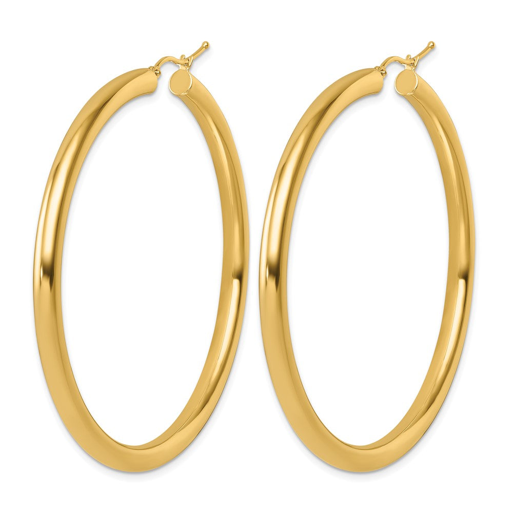 14K Yellow Gold Polished 4mm Hoop Earrings