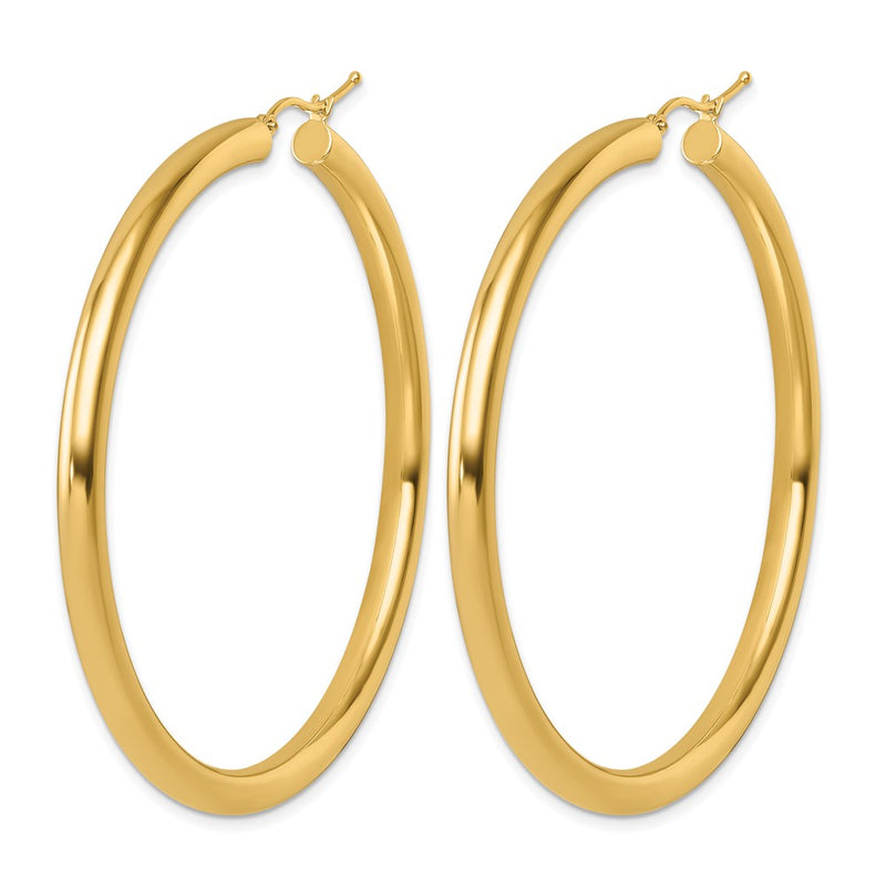 14K Yellow Gold Polished 4mm Hoop Earrings