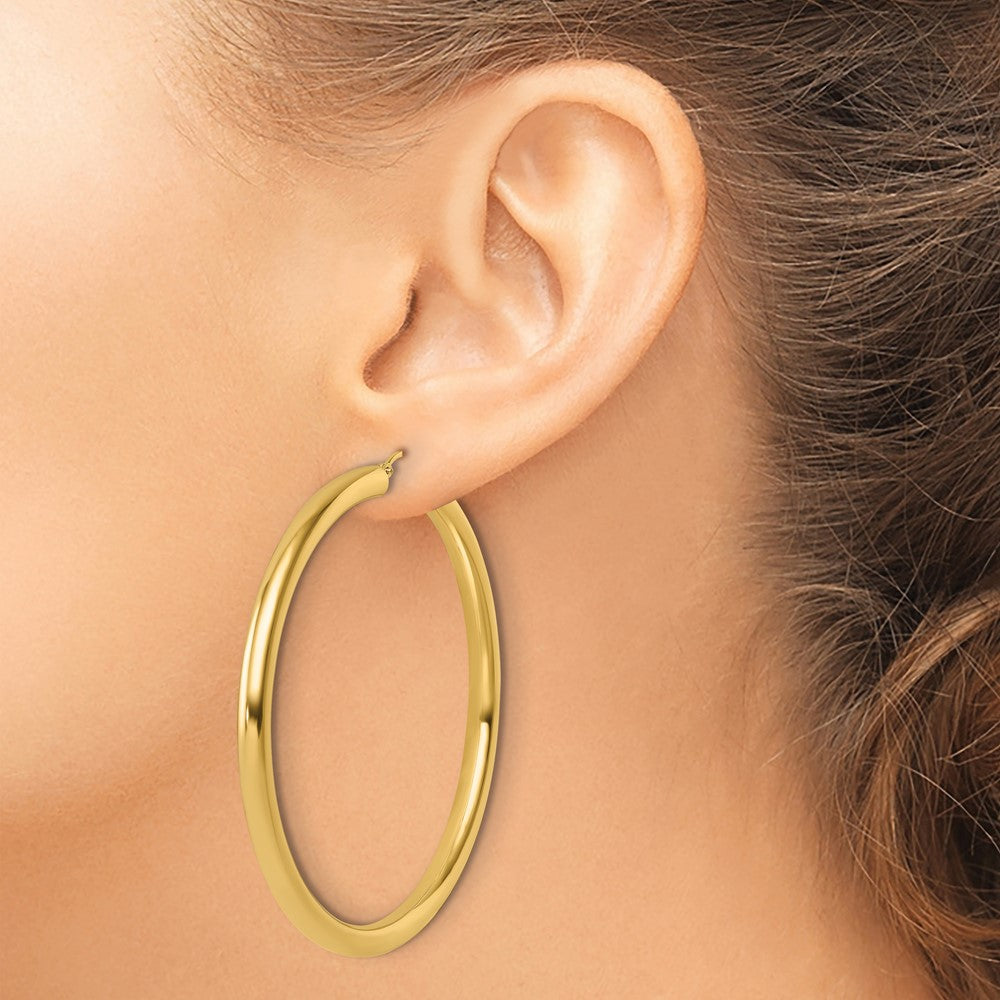 14K Yellow Gold Polished 4mm Hoop Earrings