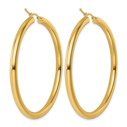 14K Yellow Gold Polished 4mm Hoop Earrings