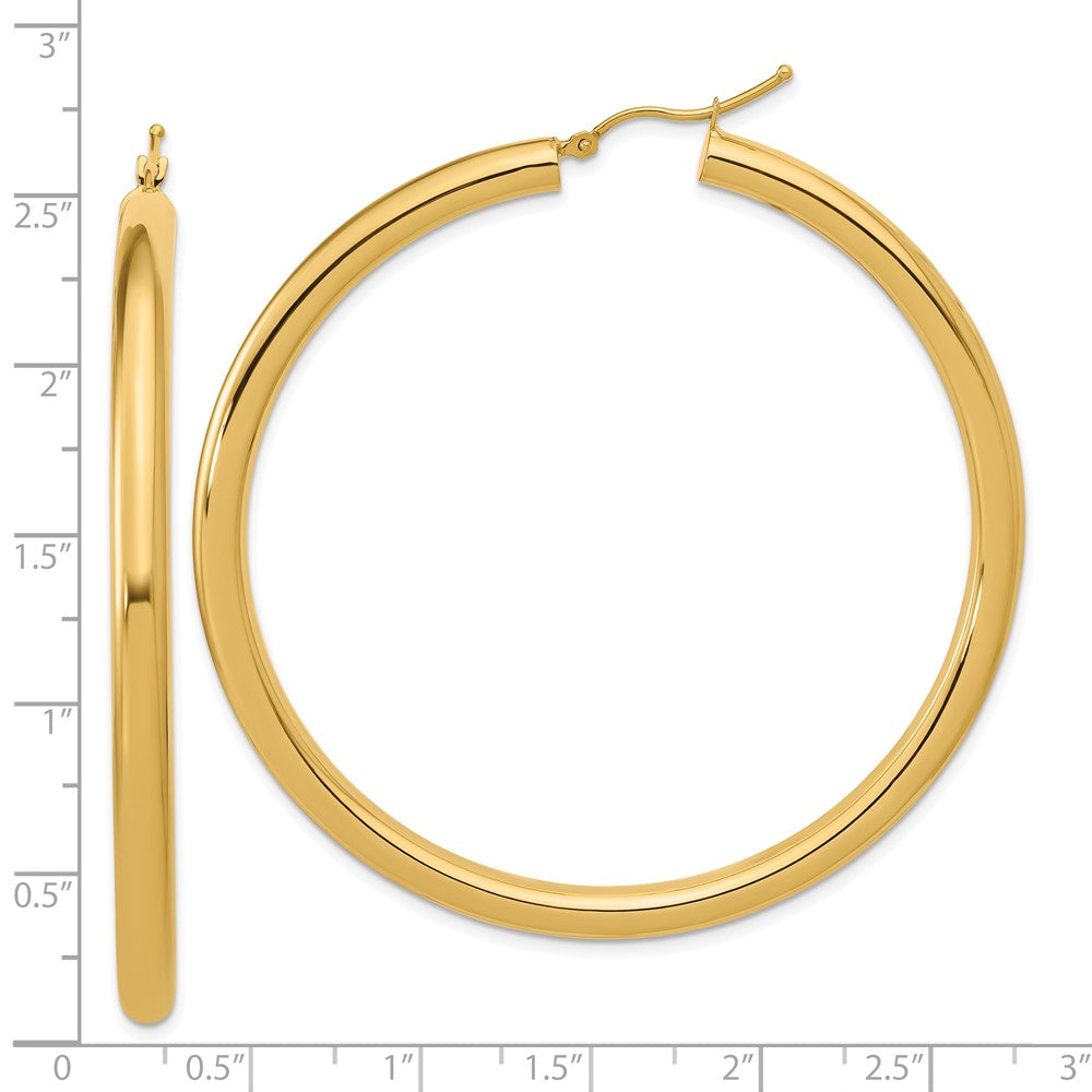 14K Yellow Gold Polished 4mm Hoop Earrings
