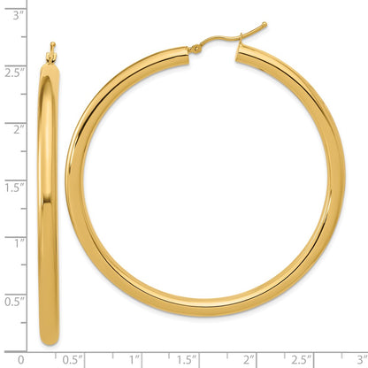 14K Yellow Gold Polished 4mm Hoop Earrings