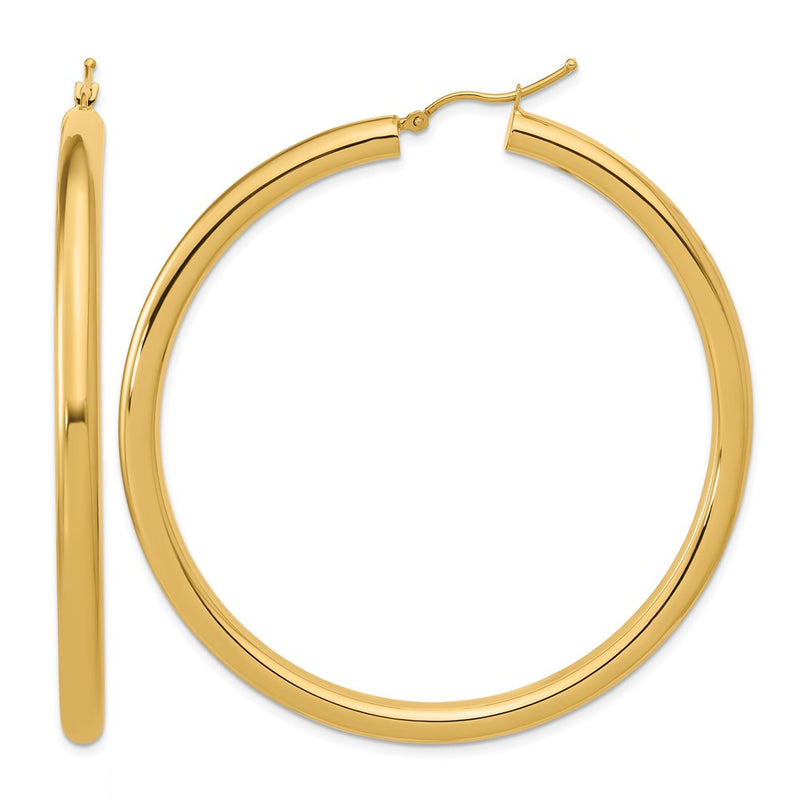 14K Yellow Gold Polished 4mm Hoop Earrings