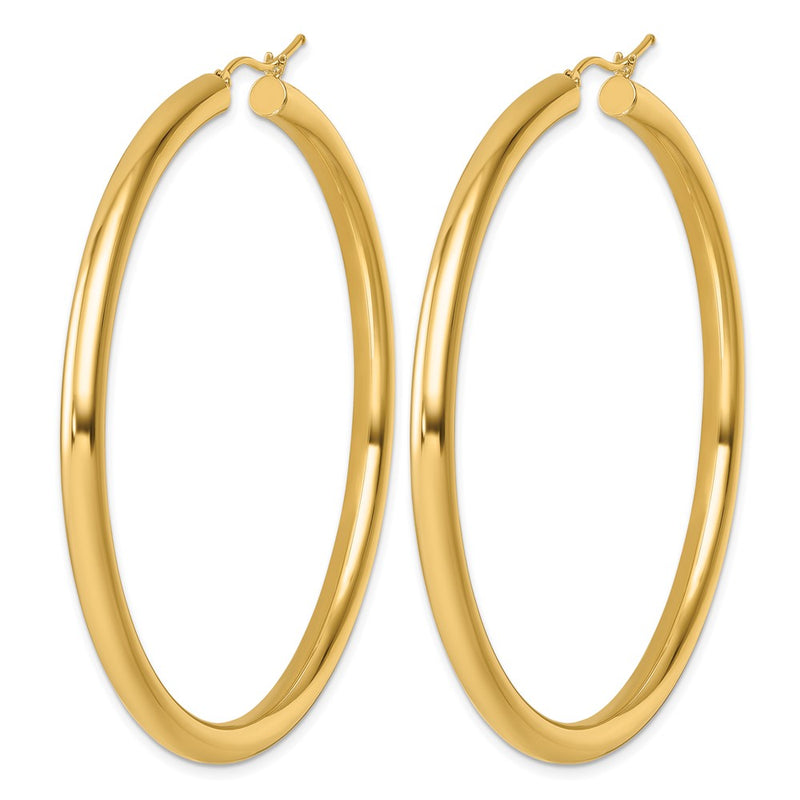 14K Yellow Gold Polished 4mm Hoop Earrings