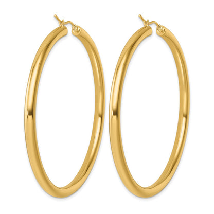14K Yellow Gold Polished 4mm Hoop Earrings